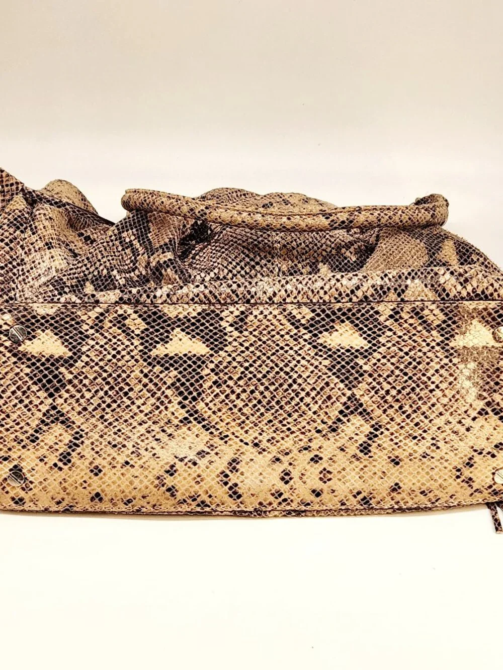 Share Michael Kors Shoulder Bag Womens Large Brown Snakeskin Braided Hobo Tassel